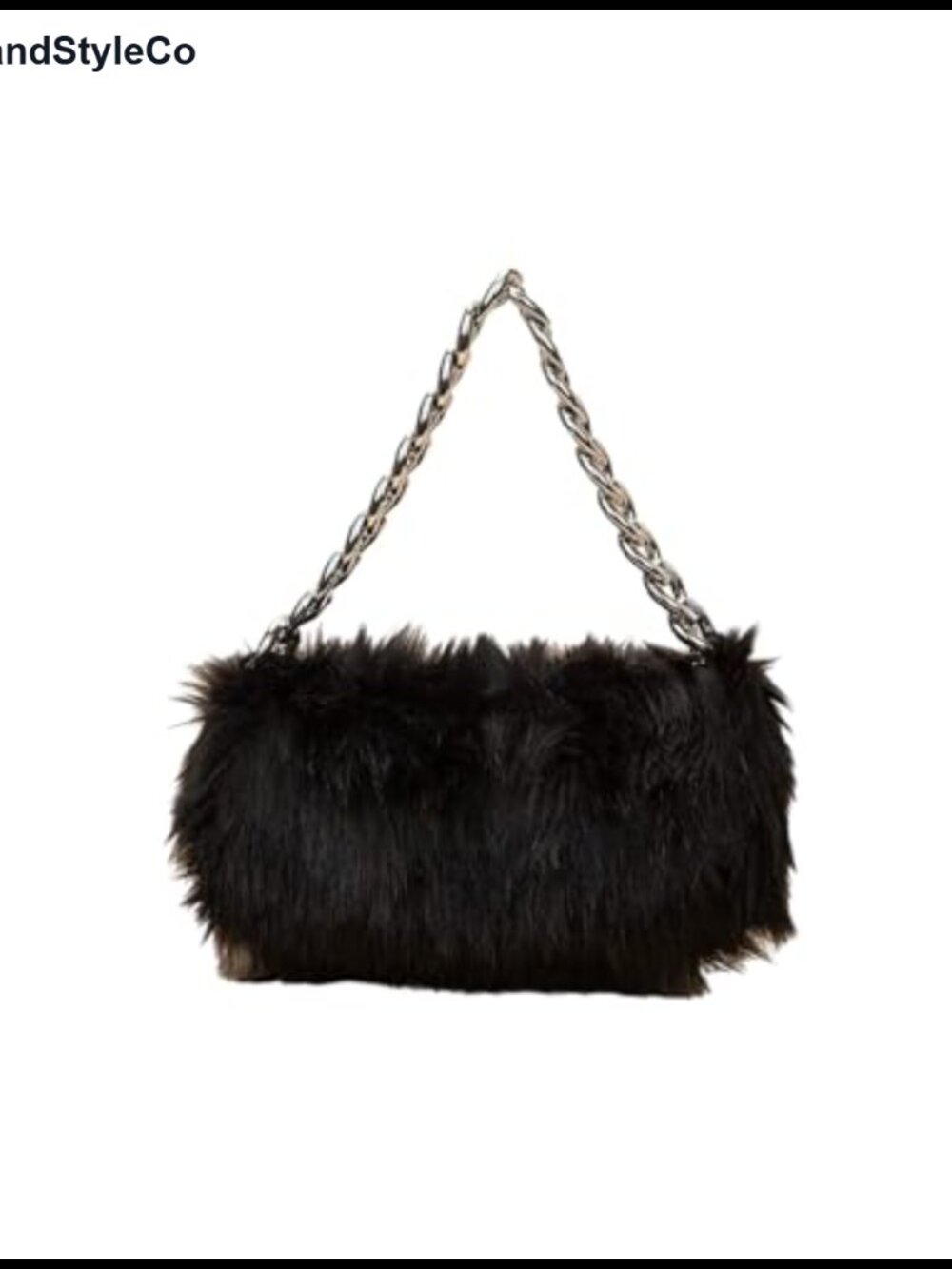 Faux Fur Shoulder Bag Metal Chain Strap Y2K Party Mini Handbag